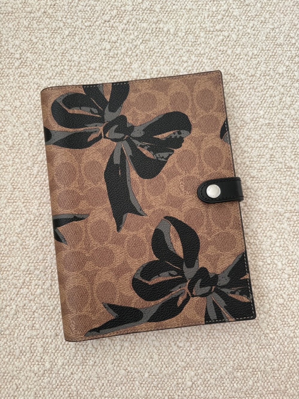 Coach Signature Notebook Cover with Black Bow